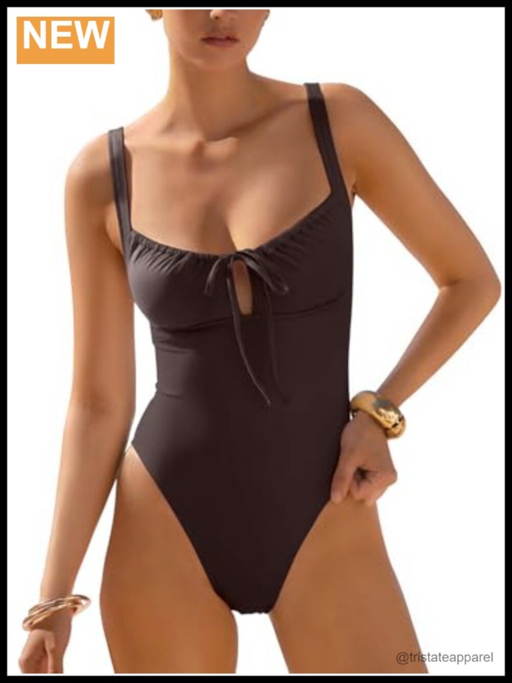 Women One Piece Swimsuit Cutout Tie Push Up Padded Bathing Suit